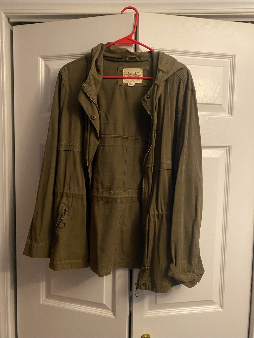 Ashley By 26 International Olive Green Hooded Utility Jacket